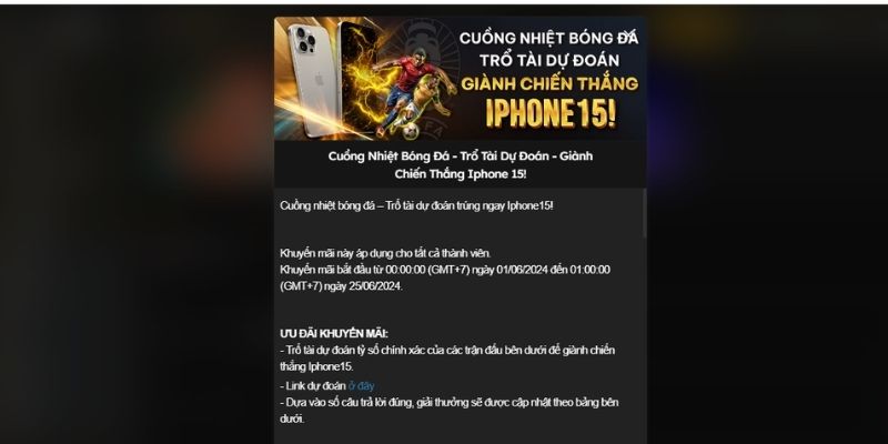 Sự kiện dự đoán Euro - cơ hội rinh về Iphone 15